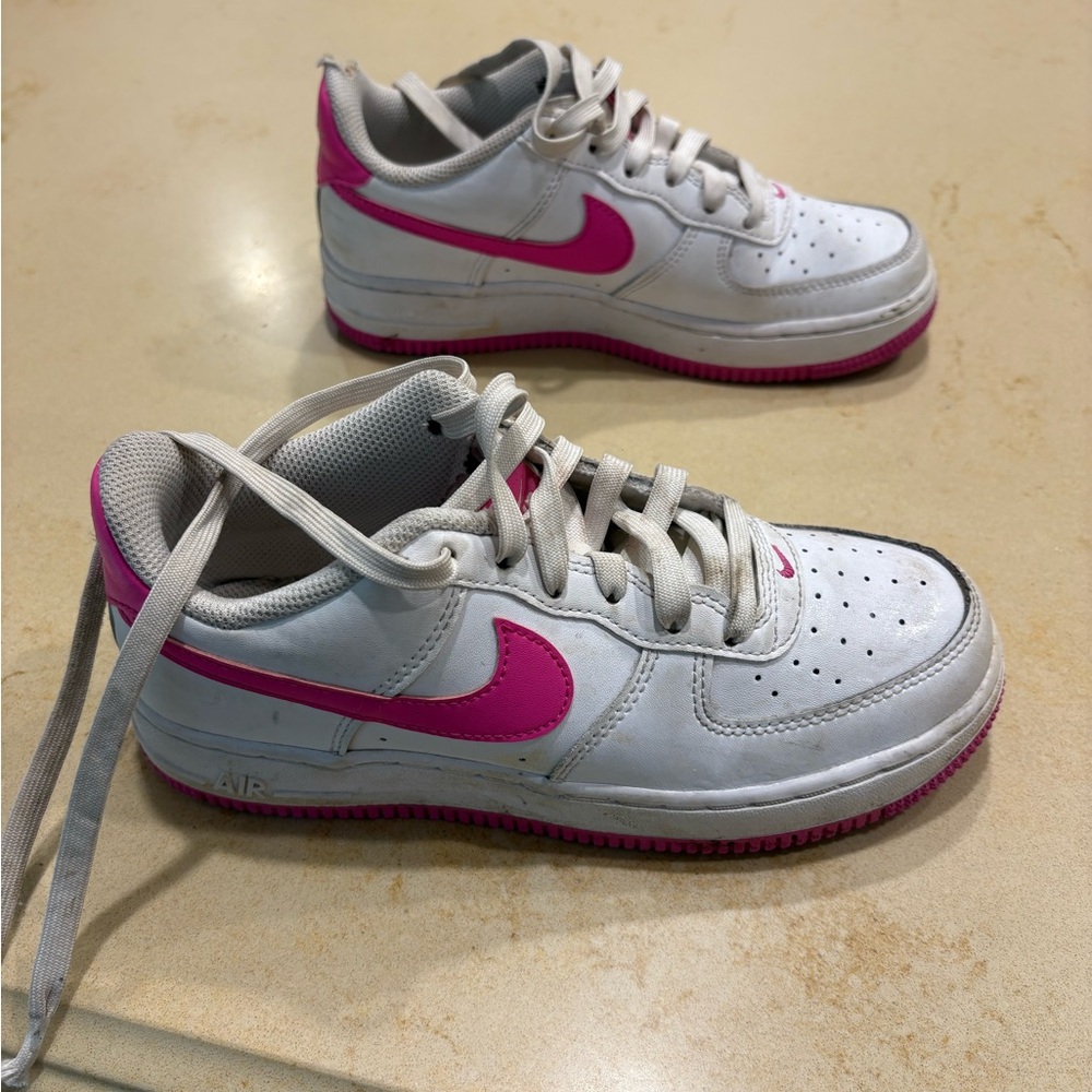 Nike Air Force 1 White and Pink Shoes